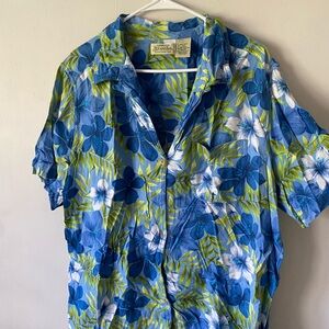 St. John's Bay Blue and Green Floral Shirt